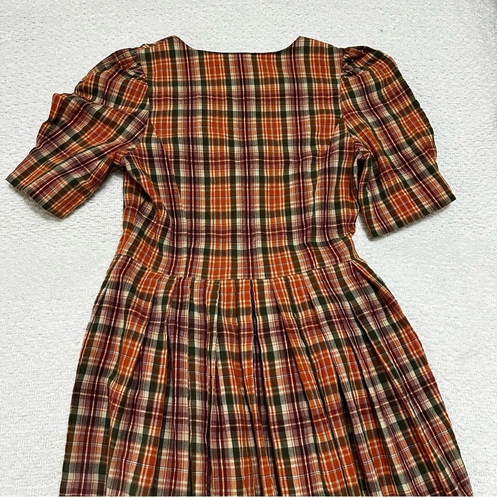 Vintage Linzner German Plaid Button Down Dress With Pockets UK Size 36 - Picture 12 of 13